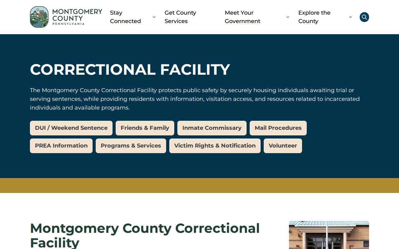 Montgomery County arrest history correctional facility information