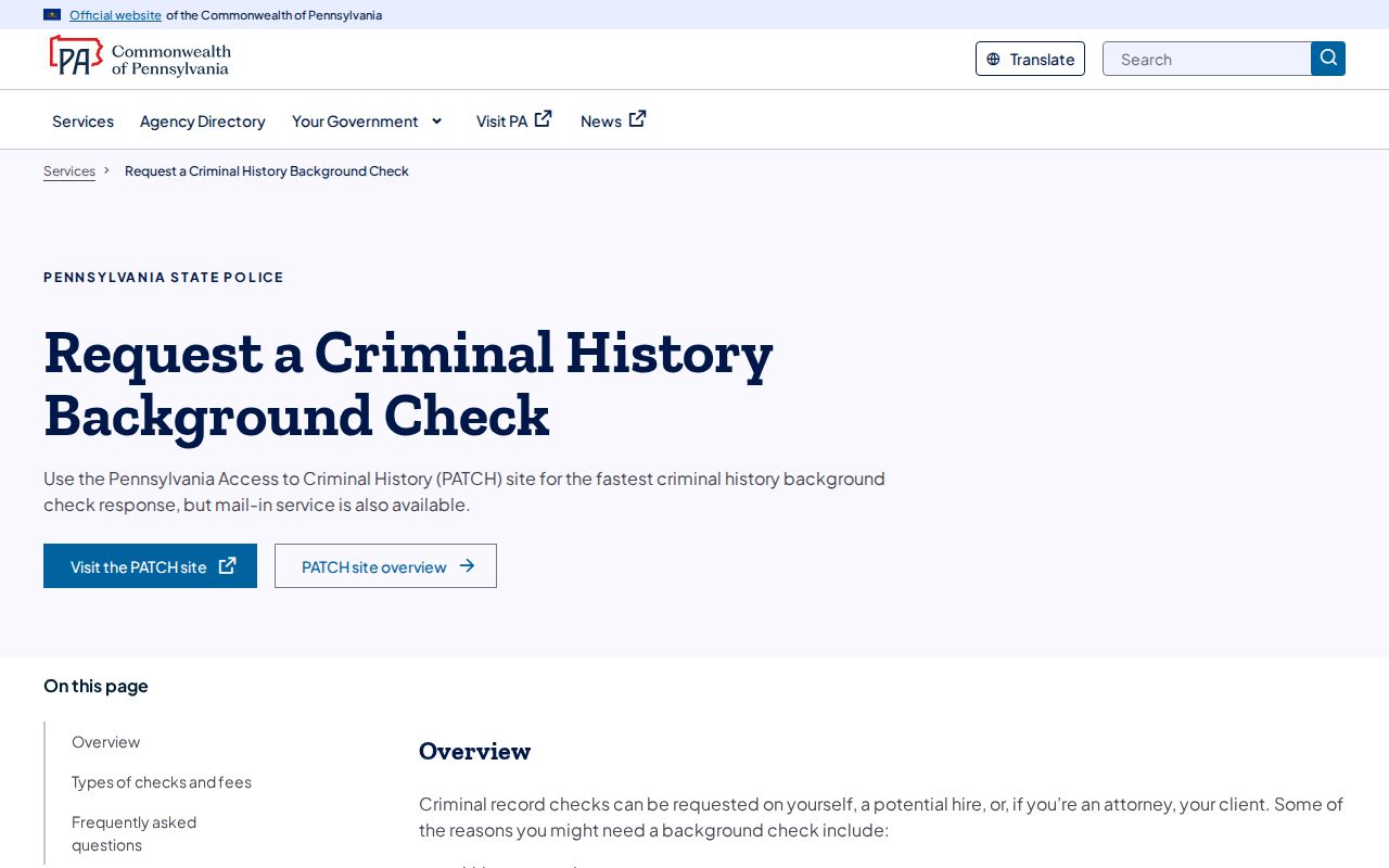 Montgomery County criminal history Pennsylvania background check fees