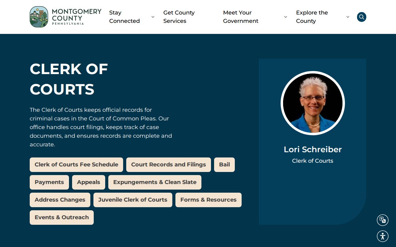 Montgomery County criminal court record Clerk of Courts