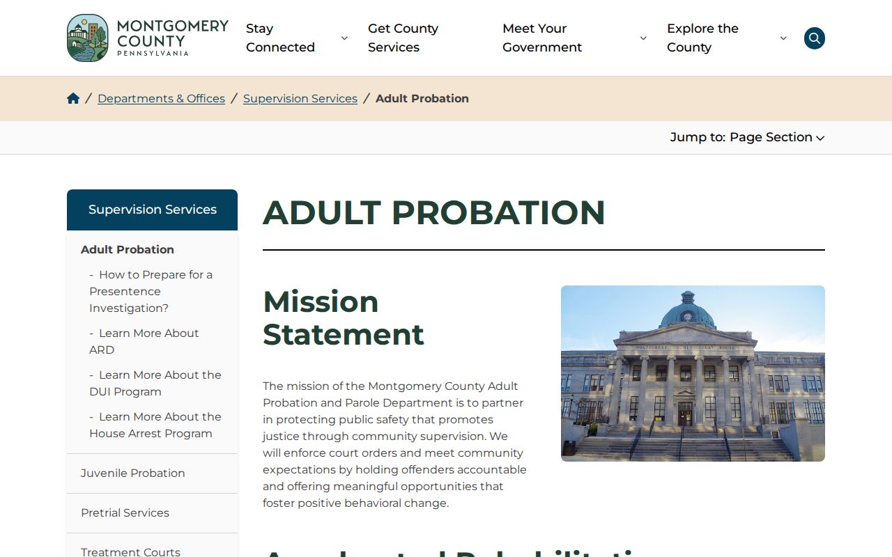 Montgomery County criminal record adult probation offices