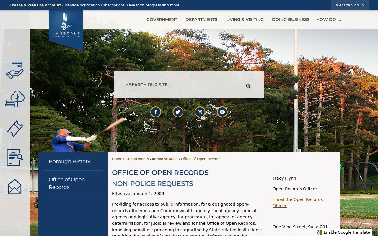 Lansdale criminal records police and open records routing